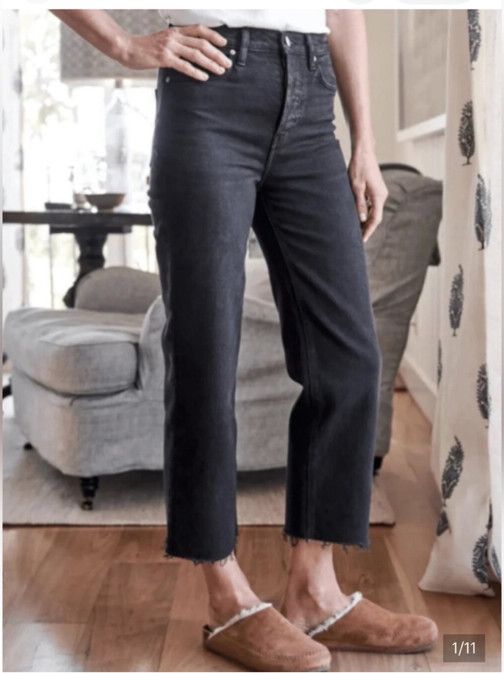 Frank & Eileen Monaghan High Waisted Raw Hem Black Jeans Size 29